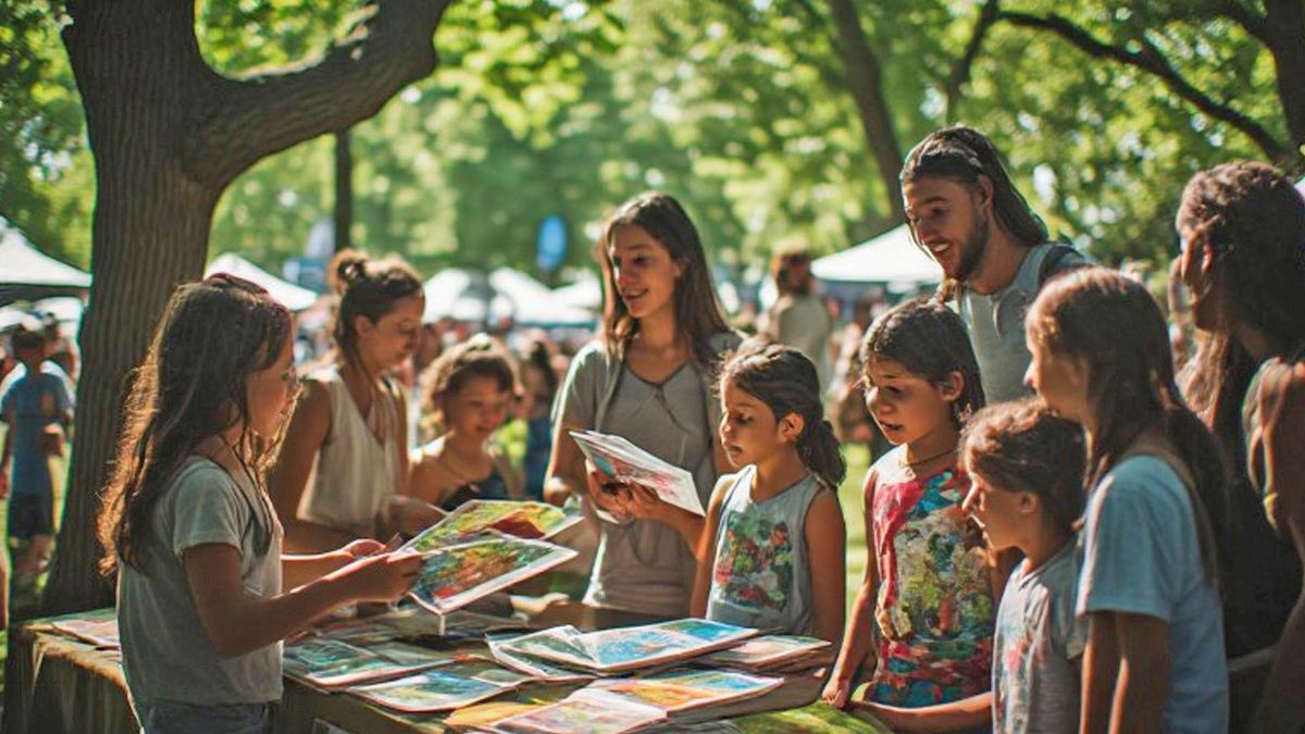 Handing out custom comic books at an event